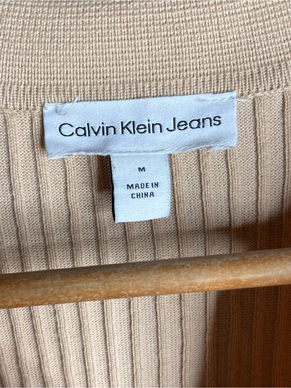 Calvin Klein Jeans Cream Ribbed Short Sleeve Polo - Picture 3 of 3